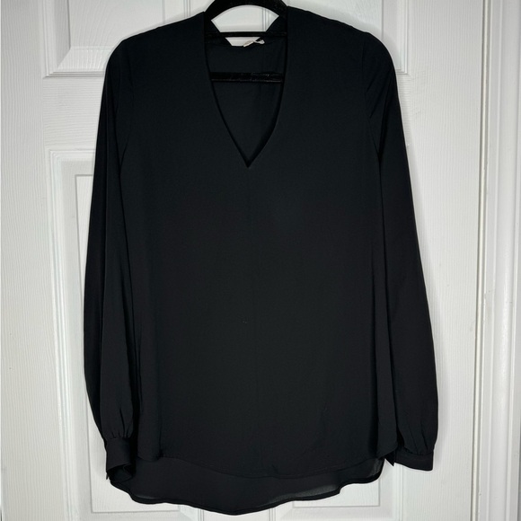 PLEIONE Black V-Neck Woman’s Career Wear Blouse Size Small - Picture 1 of 5